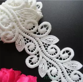 1 Yard White Micro Fiber Flower Embroidered Fabric Lace Trim Ribbon Handmade Diy Sewing Supplies Cra