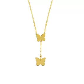 14K GOLD BUTTERFLY LARIAT NECKLACE