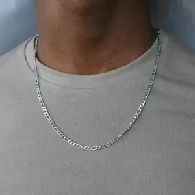 925 Sterling Silver 5mm Diamond-Cut Figaro Link Chain Necklace for Women Men