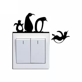 Adorable Penguin Light Switch Wall Sticker