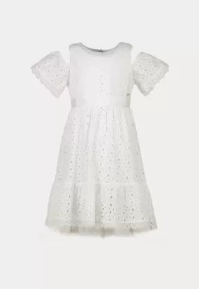 Amime Eyelet Embroidered Cold Shoulder Dress