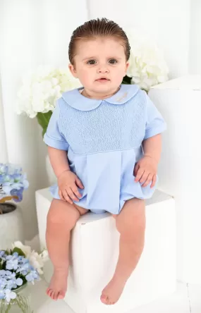 Boys Blue Smocked Romper