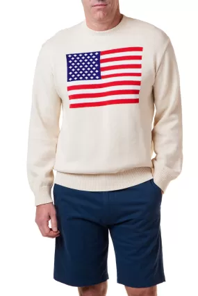 Castaway CREAM CREWNECK SWEATER - AMERICAN FLAG