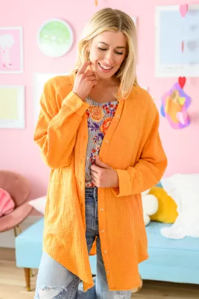 Corey Button Up Top in Tangerine