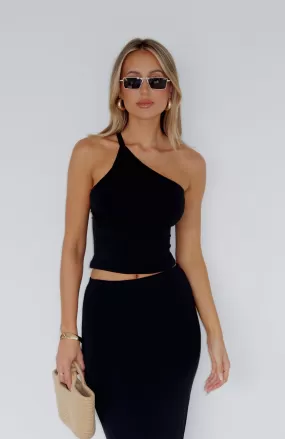 Ex Best Friend One Shoulder Top Black