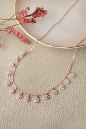 Flower Garland Rose Gold Plated Sterling Silver Chain Necklace