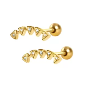 Gold Plated Hero Barbell Ball Back Sleeper Earrings