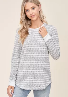 Ivory & Light Gray Patterned Top