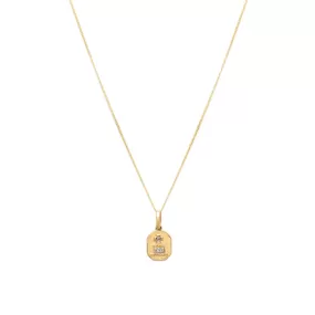 Love Token Necklace Square | 14k Gold & Diamond