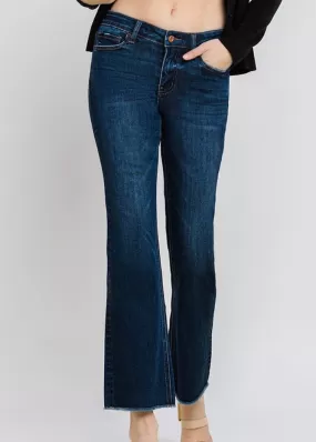 Lovervet Mid Rise Raw Hem Kick Flare Jeans