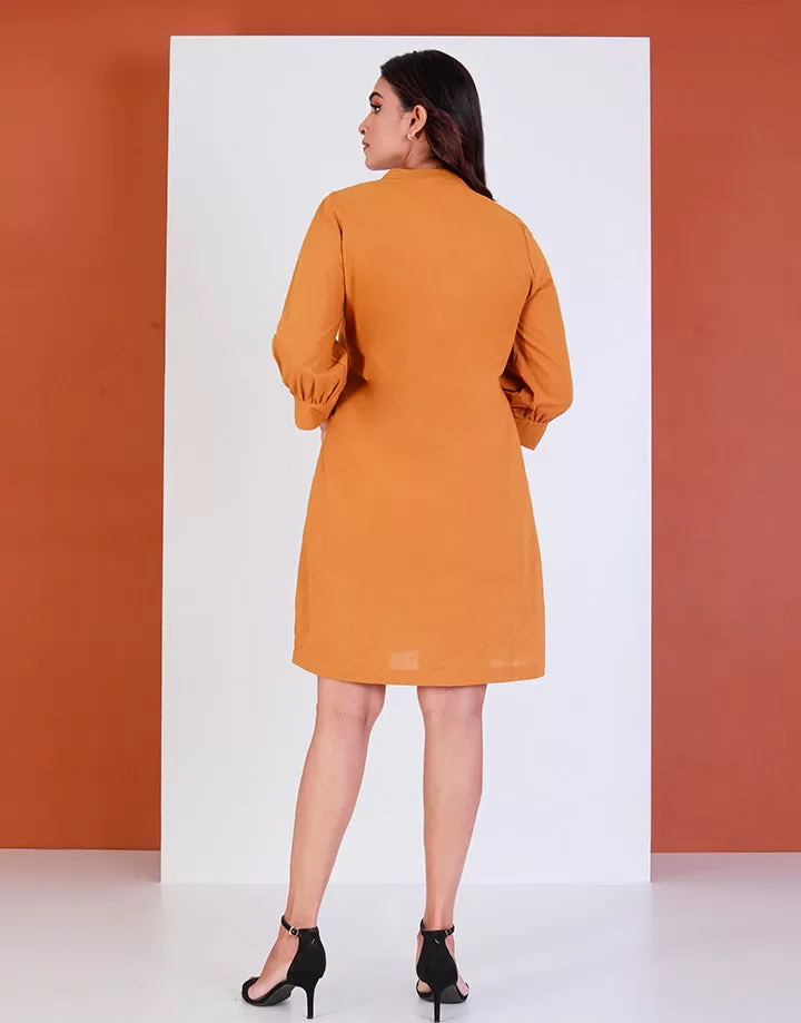 Mandarin Collar A-Line Dress