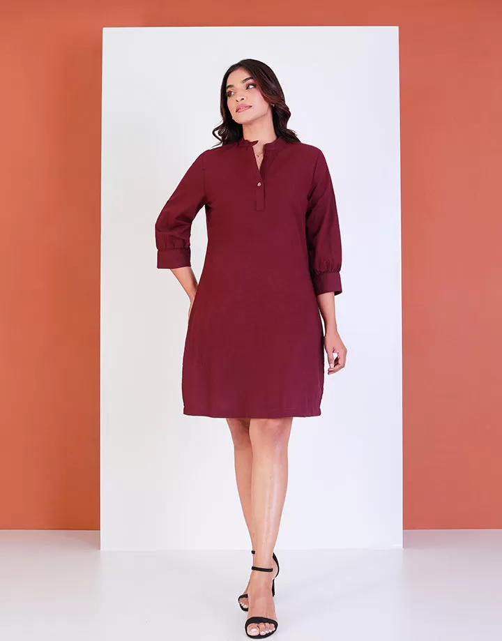 Mandarin Collar A-Line Dress