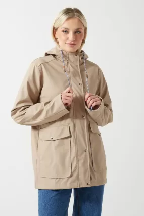 Marc Angelo Lily Stripe Lined Raincoat in Stone