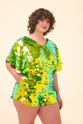 MELLA SEQUIN CAPE PLAYSUIT - MANTIS