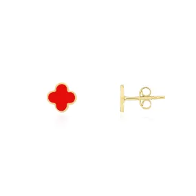 Mini Coral Clover Stud Earrings