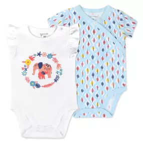 Organic Cotton 2-Pack Bodysuit in Elephant Blooms Print