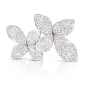 Pasquale Bruni - Giardini Segreti - Double Flower Ring with Diamonds, 18k White Gold