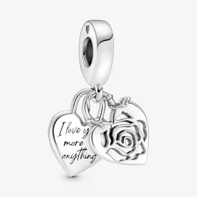 Rose Heart Padlock Dangle Charm 790086C00