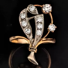 The Saumur - 1930s Au Jardin Diamonds 14k Gold  Cocktail Ring