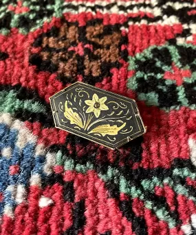 【USA輸入】ヴィンテージ ダマシン フラワー ブローチ/Vintage Damascene Flower Brooch