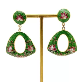 【USA輸入】ヴィンテージ ロータス フローラル エナメル ピアス/Vintage Cloisonne Lotus Flower Post Earrings