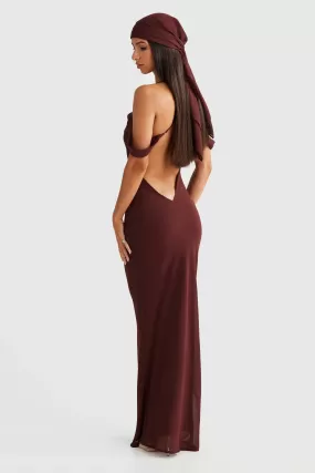 Vienna Bias Cut Gown - Brown