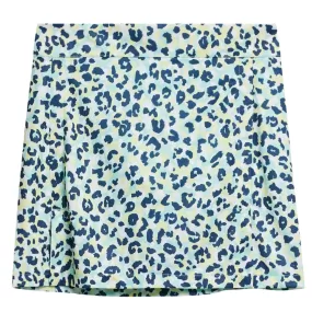 Womens Amelie TX Jersey Printed Mid Skirt Leopard Aruba Blue - SS24