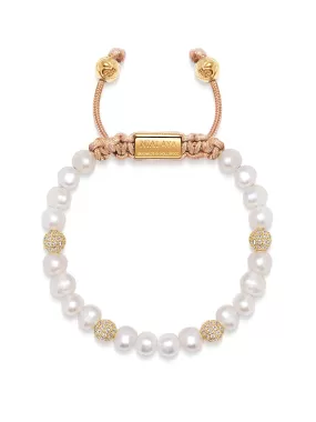 Women's Beaded Bracelet with Pearl and Gold