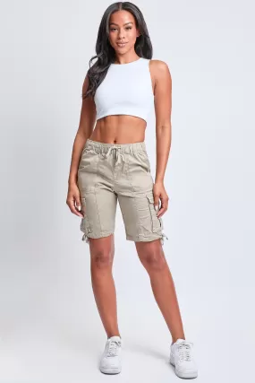 Women's High Rise Long Cargo Shorts